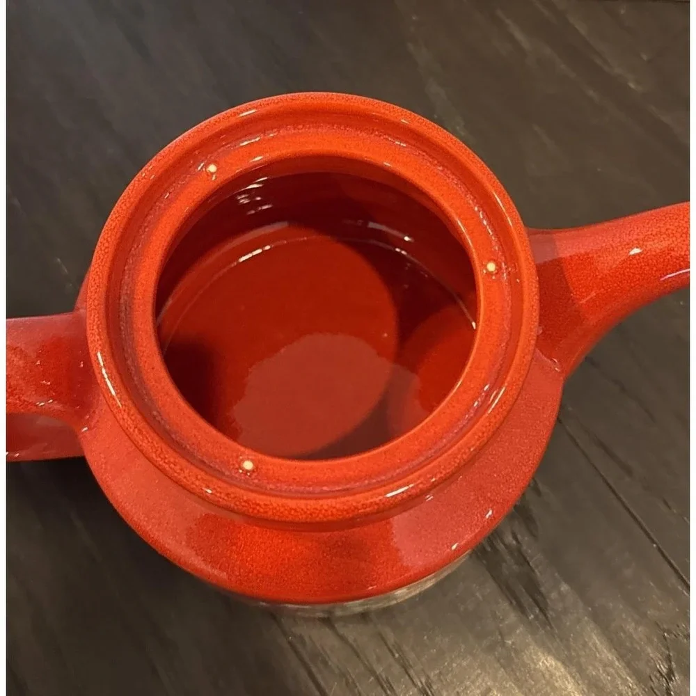 Waechtersbach Christmas Tree 5 Cup Red Ceramic Teapot Sugar Creamer Set Germany
